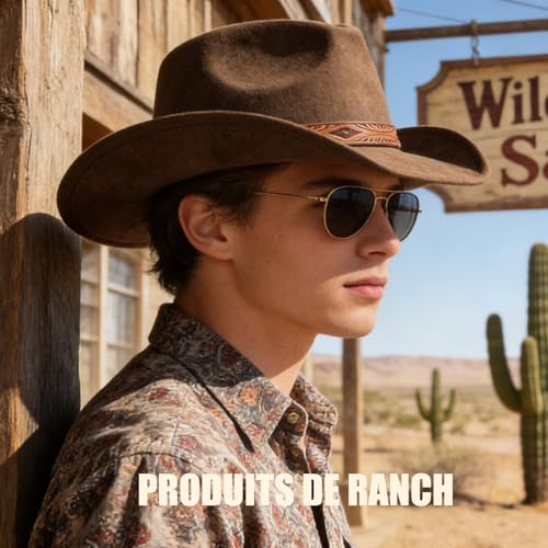 MYKAGS Chapeau de Cowboy pour Femmes et Hommes, Chapeaux Western en Daim, Chapeau Panama, Chapeaux de Cow-Boy à Large Bord, Cow-Girl Western en Daim