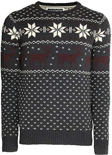SoulstarMens Jumper Mens Stag Deer Stag Xmas Christmas Knitwear Crew Neck
