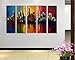 Ode-Rin - 100% Hand Painted Oil Painting on Canvas Energetic Colorful City Shadow Wood Framed and Stretched 5 Pieces Wall Art Painting for Living Room Home Decor, Ready to Hang - (10