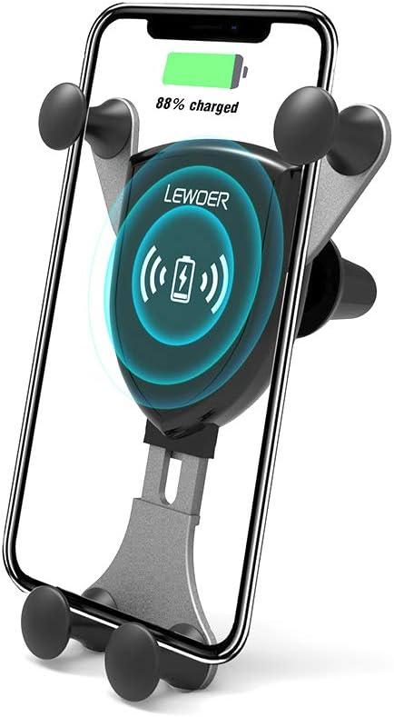 Lewoer Wireless Charger Phone Holder for Car Mount Air Vent Gravity Design Compatible iPhone X/XS/XR Galaxy S9/S9+ All Qi Devices