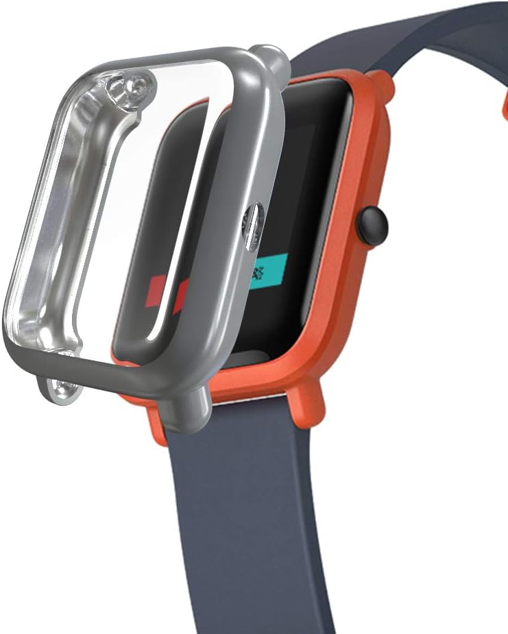 iHYQ for Amazfit Bip Screen Protector Case,TPU Plated All-Round Cover Scratch-Proof Protective Bumper for Huami Amazfit Bip Smartwatch (Gray)