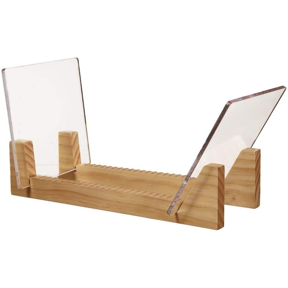 HUSHUI Record Storage Holder Stand Rack Wooden CD Display Stand Stackable Modern CD Holder Record Storage Shelf for Displaying 7-12-inch Records