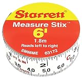 Starrett SM66ME Adhesive Tape Measure, 3/4" Width, 6' Length