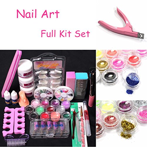 Kinrui Travel Accessories Pro 24 in 1 Acrylic Nail Art Tips Liquid Buffer Glitter Deco Tools Full Kit Set (Colorful) - Thumbnail 6