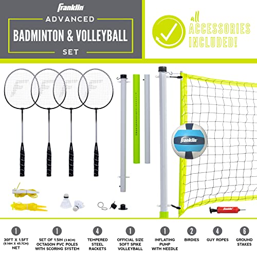 Franklin Sports Volleyball and Badminton Combo Set Portable