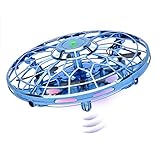 Hand Operated Drones for Kids or Adults, 2020 Upgraded Flying Toy Mini Drone Helicopter with 360° Rotating and LED Lights, Hand Controlled Flying Ball Drone Toys for Boys or Girls (Blue)
