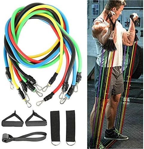 BYECHOW Exercise Resistance Bands Set,5 Fitness Stackable Workout Tubes Up to 150 lbs 5 Resistance Loop Bands with Handbag for Resistance Training,Physical Therapy,Home Workouts
