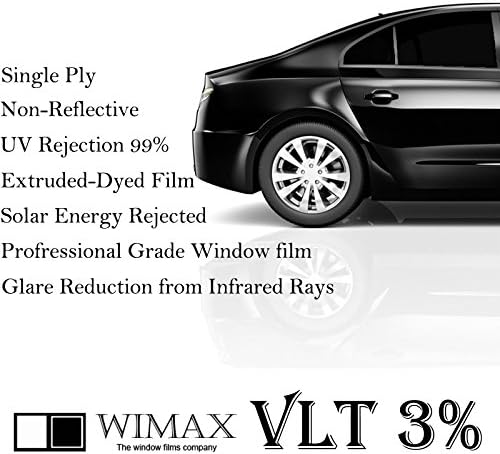 Wimax Limo 3% VLT 20" in x 5' Ft Feet Uncut Roll Window Tint Film Auto Car Home Office