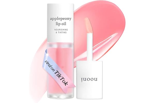 NOONI Korean Lip Oil - Applepeony - Plumping & Hydrating Tinted Lip Gloss | 24HR Hydration, Moisturizing Lip Oil, Natural Lip Plumping Effect, Waterproof Wear, Glossy Finish, Gift Stocking Stuffers