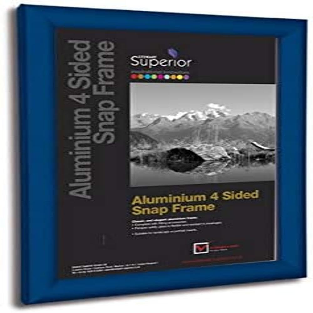 Stewart Superior A4 Aluminium 4 Sided 25mm Front Loading Picture/Poster Snap Frame - Blue