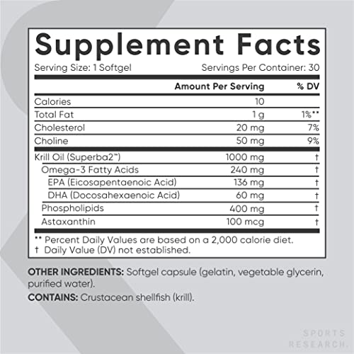Sports Research Krill Oil Supplement with EPA & DHA Omega 3