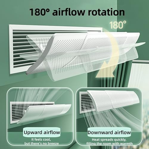 Adjustable Central AC Air Flow Deflector, Telescopic Air Conditioner Deflector, Side Outlet Air Wing Air Cooled Baffle Wind Direction Telescopic Windshield (58.5-95.5cm)
