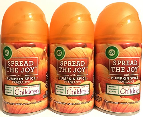 Air Wick Freshmatic Ultra Automatic Spray Refill - Spread The Joy - Winter Collection 2017 - Pumpkin Spice - Net Wt. 6.17 OZ (175 g) Per Refill Can - Pack of 3 Refill Cans