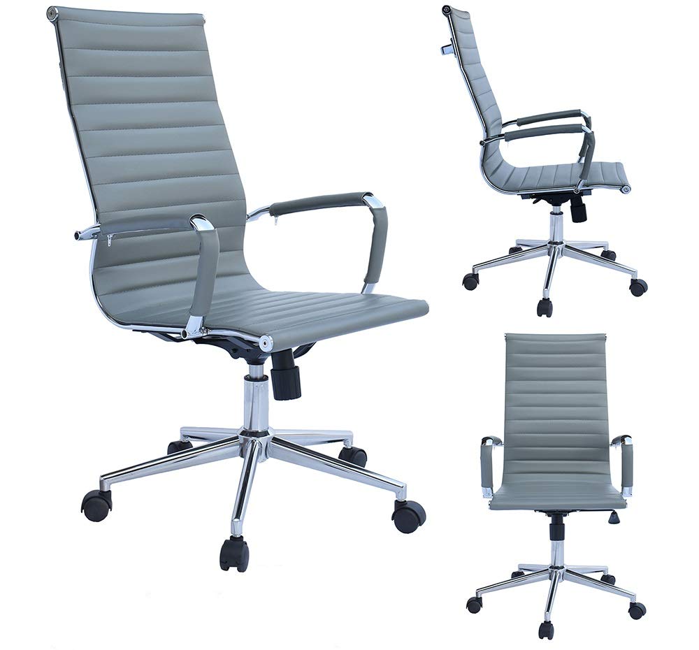 Buy 2xhome Modern High Back Tall Ribbed PU Leather Swivel Tilt