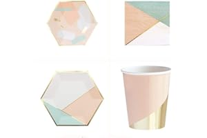 32Pcs Disposable Paper Plates Cups & Napkins Set Party Supplies Tableware Kit for Wedding Birthday Baby Shower