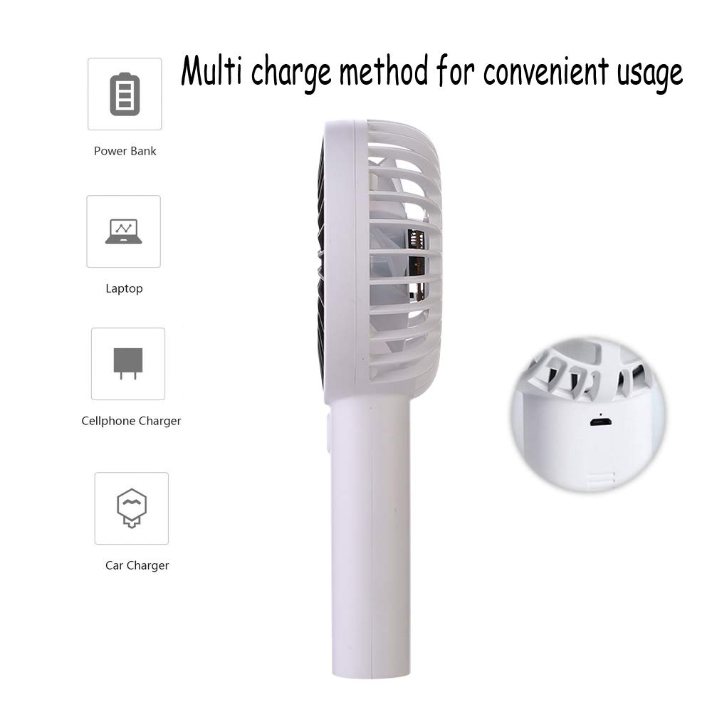 Mini Ventilador de Mano Recargable Portátil Fan Exterior de 3 Velocidades con Base Soporte de Móvil Diseño de Aromaterapia para Cochecito de bebé, Coche, Caminadora, Oficina, Hogar, Viajes, Camping