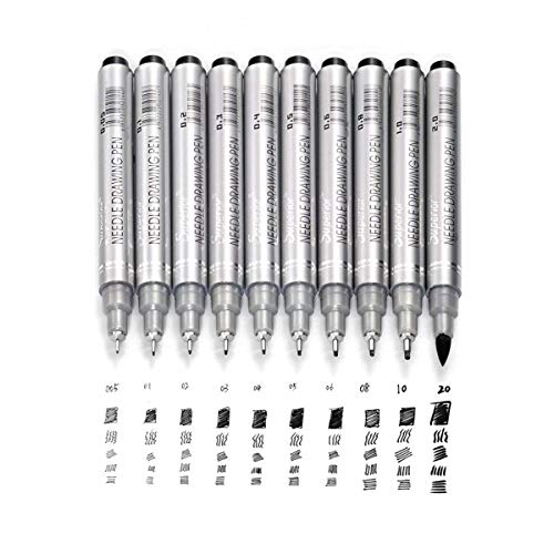Fhyhej Black Precision Micro Line Pens,Ultra Fine Point Drawing Pen Set, AntiBleed Waterproof