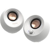 Creative Pebble V3, 2.0 USB-C Desktop Speakers, Bluetooth 5.0, White, USB-A | Bluetooth 5.0, USB-C, 2.0 Speaker, Clear Dialog, 8W RMS, USB-A Adapter, Desktop Speakers, Stereo, White