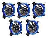 APEVIA 512L-CBL 120mm Silent Dual Rings Blue LED Fan with 32 x LEDs & 8 x Anti-Vibration Rubber Pads (5 Pk)