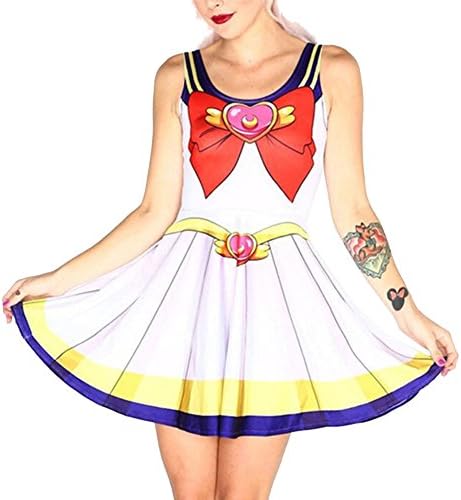 TRENDY STYLISH Women Sailor Moon Style Cosplay Costume Skater Dress