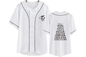 DHSPKN Kpop Twice Baseball Jersey Tzuyu Mina Momo Sana V Neck Hip-Hop T-Shirt