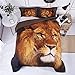 HIG 3D Bedding Set 3 Piece Queen Size Lion Head Animal Print Duvet Cover with Two Matching Pillow Covers -Super Soft Duvet Cover -General for Men and Women Especially for Children (P27,Queen)
