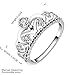 fourHeart 925 Sterling Silver Plated Gorgeous CZ Princess Crown Tiara Band Wedding Cz Eternity Ring