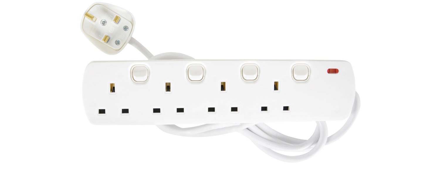 Pro-Elec SC345 2.9 m 4 Way Switched Extension Lead - White