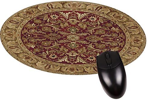 Jacks Outlet Burgundy Oriental Rug- Round Mouse pad - Stylish, Durable Office Accessory Made in The USA