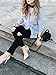 Simplee Apparel Women's Casual Floral Embroidered Side Slit Blue Blouse Shirt