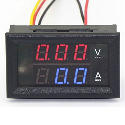 GEREE 0-100V/5A Digital DC VA Amp Volt Ammeter Voltmeter Ampere 2in1 Voltage Current Tester, Red&Blue