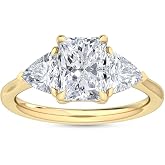 Houston Diamond District 1 to 5 Carat (ctw) Radiant,Trilliant Cut LAB GROWN Diamond Three Stone Engagement Ring (Color D-E Clarity VS1-VS2)