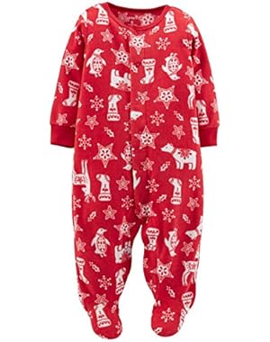 Unisex Baby Christmas Sleep N Play Footie (Baby) - Red Print