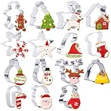 BAKHUK Christmas Cookie Cutters Set - 15pcs - Christmas Tree, Santa Claus, Christmas Stockings, Bells, etc, Exquisite Gift Box Packaging, Holidays Cookies Molds for Making Muffins, Biscuits