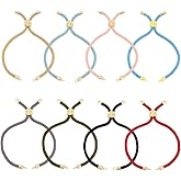 HOBBIESAY 8Pcs Adjustable Black Nylon Bracelet Slider Bracelet Kit Twiste Cord Bracelet with 18k Gold Plated for Women DIY Bracelet Making Long 21cm Hole 2mm