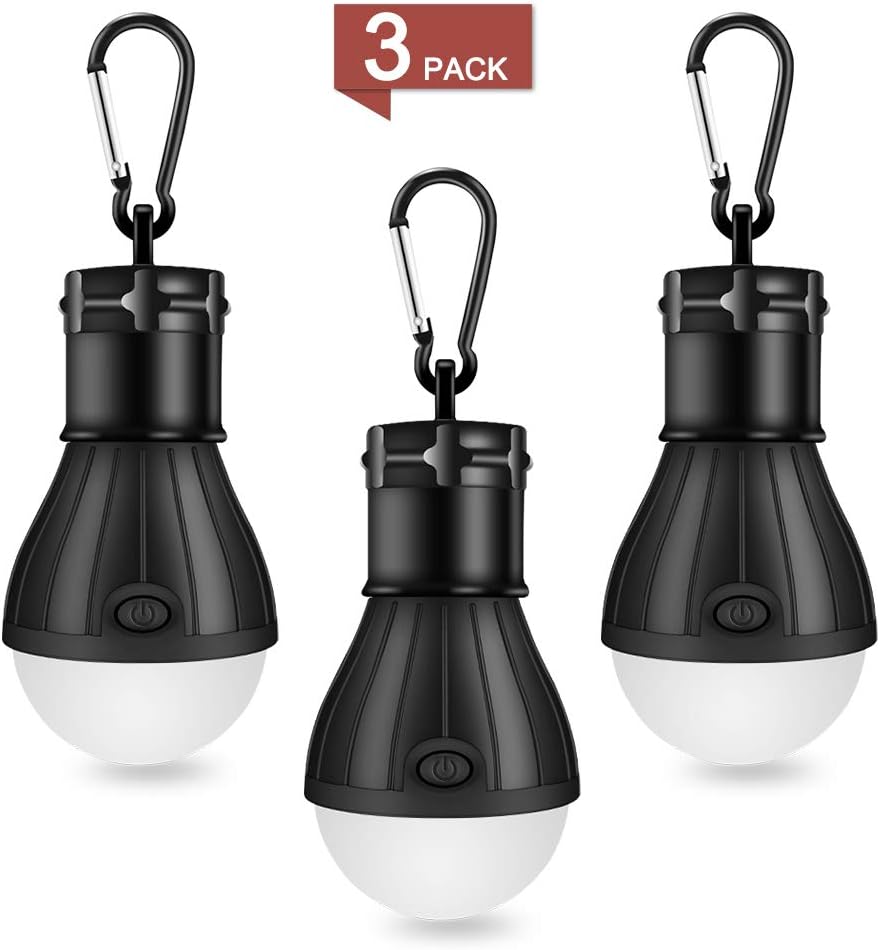 Linkax Camping Light LED Tent Light Waterproof Camping Lantern Portable Light Bulb Emergency Light for Camping Hiking Fishing Garage Emergency Battery Powered (3 Pack)