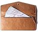 Borgasets Women's Wallet Leather RFID Blocking Ultra thin Envelope Ladies Purse Travel Clutch with ID Card Holder and Phone Pocket Brown