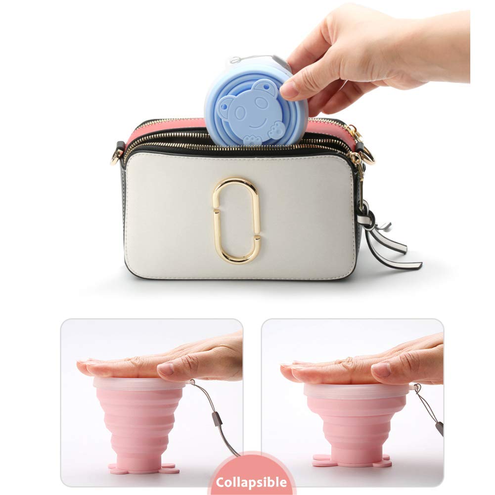 Flysea Collapsible Travel Cup, 2 Pack Silicone Folding Camping Cup with Lids, Expandable Portable Drinking Mug for Outdoor Hiking Picnic - BPA Free, 6.76oz