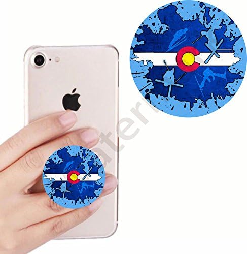 Expanding Stand Pop Out Grip Mount Holder Sockets for Apple iPhone,all Cellphones and Tablets.(Colorado flag ski splatter)