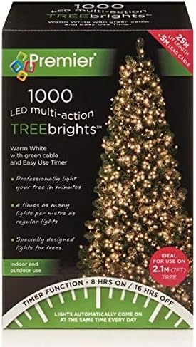 Premier Decorations - 1000 Multi Action TreeBrights LED Lights with Timer - Warm White, Multi Colour Led, 1000 Led's - Image 3