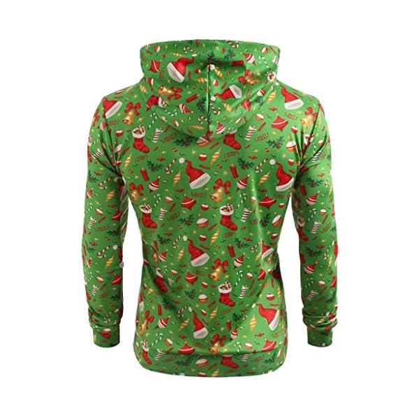Men's Ugly Christmas Sweater Funny 3D Print Sweatshirt Elk Xmas Long Sleeve Pullover - Image 3