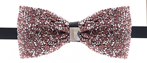 Baby Pink Rhinestone Bow Ties - Pre Tied Sequin Bowties with Adjustable Length - Thumbnail 2
