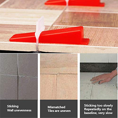 OFNMY Tile Leveling System, 300-Pack 1.5mm Leveling Spacers Clips + 100-Pack Reusable Wedges for Leveling Porcelain, Ceramic, Marble and All-natural Stone Tiles - Thumbnail 5