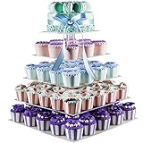 5 Tiers Large Acrylic Wedding Cupcake Stands Tower Tree, Clear Tiered Cake Stand Tall Jumbo - Dessert Stands - Cupcake Display Stand - Cupcake Tower 5 Tier (Unique Bubble, Square)