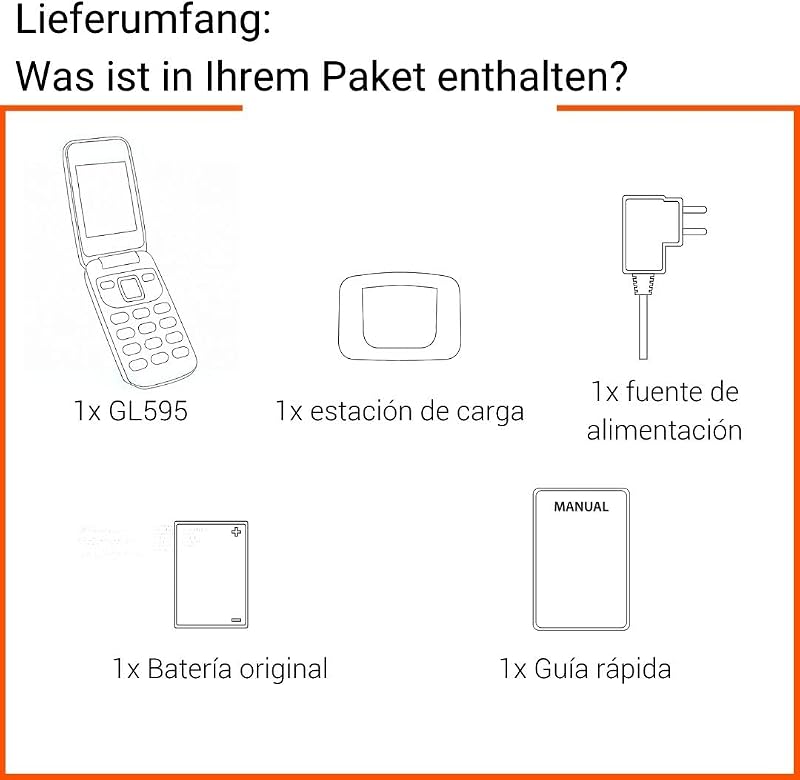 GL595 Klapphandy mit SOS-Taste, 2,8 Zoll-Farbdisplay, Perlweiß