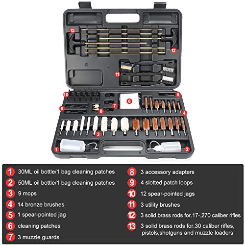 ProCase Universal Gun Cleaning Kit, Rifle Pistol Handgun Shotgun Shooting Gun Cleaning Tool Kit