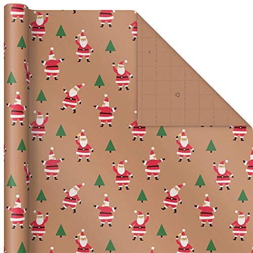 Hallmark Recyclable Christmas Wrapping Paper with Cut Lines on Reverse (3 Rolls 90 sq. ft. ttl
