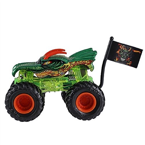 Hot Wheels Monster Jam Dragon Team Flag Edge Glow 1/4 1:64 Green Truck 2017