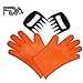 Silicone Grilling Gloves & Pulled Pork Bear Claws Set - Heat Resistant BBQ Grill Accessories & Barbecue Tools - FDA Approved and BPA Free (Grilling Gloves + Meat Claws)