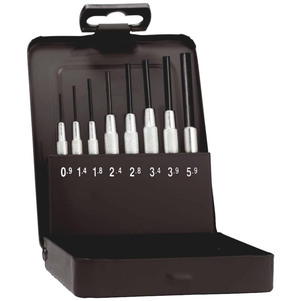 Rennsteig 457 102 5 Set of Parallel Pin Punches with Guide Sleeve 8-Piece Set with Storage Box 0.9-5.9 mm